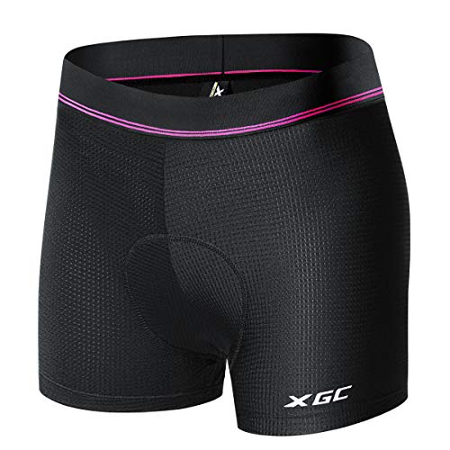 XGC Damen Radunterhose Radsportshorts Fahrradhosen mit elastische atmungsaktive 4D Gel Sitzpolster mit Einer hohen Dichte (Black, M)