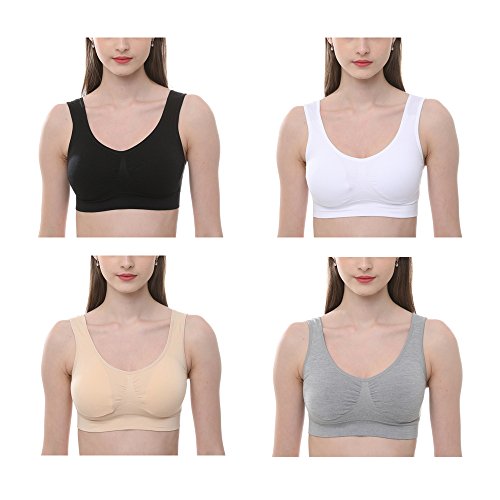 JOJOANS 4er-Pack BH Bralette Die ultimative Komfort-BH gepolstert-Nahtlose Unterst¨¹Tzung Komfort Sport Stretch Action Freizeit hochwertige Unterwäsche