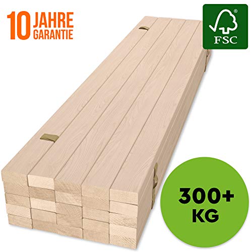 HansaBirke Rollrost 160x200cm - 300 kg 25 Leisten - Hochwertiger Extra starker Rollattenrost aus echtem Birkenholz - FSC Lattenrost unbehandelt - Lattenrollrost Premium