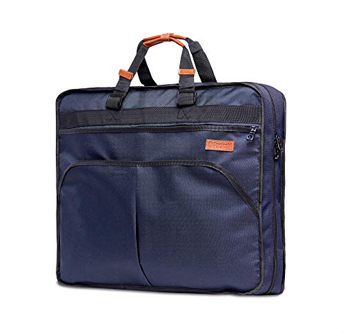 Packshi Kleidersack Anzug Kleidersack Reise Anzugtasche Herren | 127 cm Lang | Business Reisetasche Anzughülle Kleiderhülle Handgepäckstück für Jede Reise, Geschäftsreise | Viele Taschen | Blau Braun