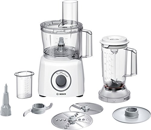 Bosch MCM3200W Kompakt-Küchenmaschine, 800 W, 2,3 L, SmartStorage, weiß / grau