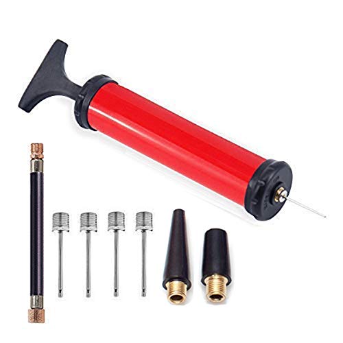 SZSHIMAO Ballpumpe,Tragbare Luftpumpe Mini Handpumpe Inflator Pro Sports Ball Tool Adapter Nadeln handlich und effektive Luftpumpe für Basketball, Fußball, Rugby, Volleyball Bälle Schwimmring (Rot)