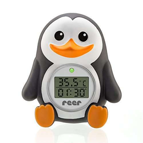 reer 24041 Digitales Badethermometer 2in1 'MyHappyPingu', grau