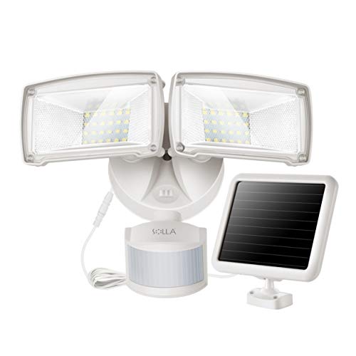950LM Bewegung Sensor Solar Sicherheitslicht, 5000K Tageslicht, Doppelkopf Multi-Winkel justierbar, kompaktes modisches Design für Garage, Garten, unzureichender Sonnenschein