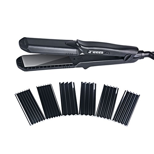 CkeyiN 4-in-1 Damen austauschbare Platten Haarglätter Lockenwickler Mais Styling Werkzeug