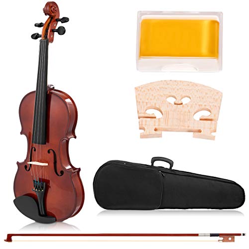 COSTWAY 4/4 Violine Geige Massivholz mit Koffer, Bogen Kolophonium und Saite, Fichte Ahorn, für Einsteiger Schüler Musikliebhaber Geigenkoffer 81,5 x 26 x 14cm