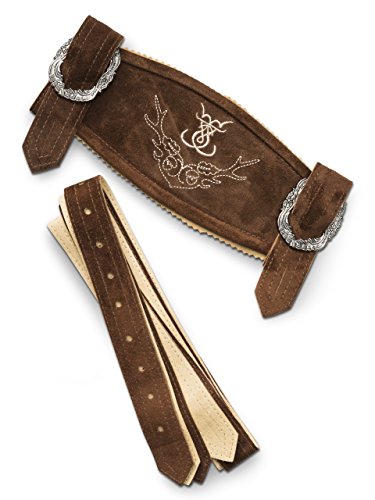 Hosenträger Klassik - Echtleder H-Träger Lederhosen Hosesnträger div. Farben (54/56, mittelbraun)