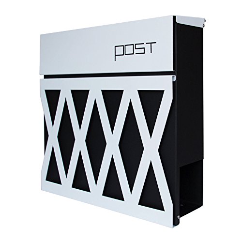 LZQ Modern Neu Design-Briefkasten Gebürstetes Edelstahl Postkasten mit Zeitungsfach, Anthrazit Postkasten, Wandbriefkasten Postkasten mit Zeitungsrolle (Modell Ⅲ, A)