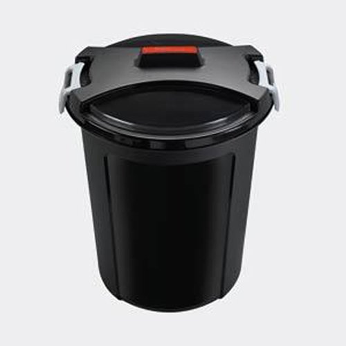 HEIDRUN Universaltonne, Matrix-Tonne, 55 cm Höhe, Ø 48 cm, 46 l, rund, mit Deckel, in schwarz, aus Kunststoff