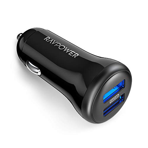 Auto Ladegerät RAVPower 2-Port 24W 5V/4.8A Auto Ladeadapter mit iSmart Technologie für iPhone X XR XS Max 8 Plus, iPad Pro Air Mini, Galaxy S9 S8 Plus, Huawei, Powerbank, MP3 usw.