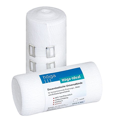Höga Ideal, dauerelastische Universalbinde, 10 cm x 5 m gedehnt, sehr hautfreundlich, luftdurchlässig, elastisch, 2er-Pack.