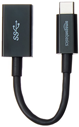 AmazonBasics - Adapterkabel, USB-Typ-C-Stecker auf USB-Buchse, USB 3.1, 1. Generation, Schwarz