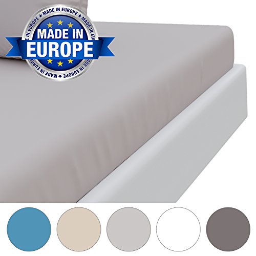Spannbettlaken Microfaser Zinngrau (180 x 200 x 30 cm, Erwachsene) Extra Hoher Steg Dreamzie - Weich Samtige Oberfläche - Hergestellt in Europa und Zertifiziert nach OEKO TEX Standard 100 - Bügelfrei