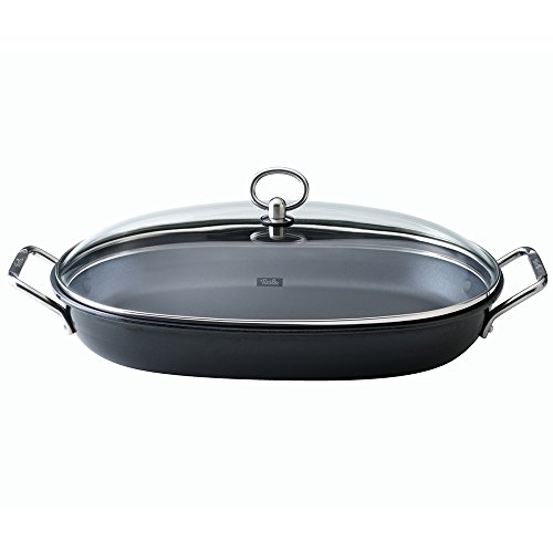 Fissler Pfanne Special Fisch / Fischpfanne mit Deckel und Thermotech-Boden / Kasserolle oval 36 x 24 cm / Pfanne antihaft / Ceran, Gas, Elektroherd / 147-500-36-000/0