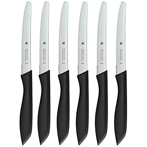 WMF Classic Line Küchenmesser Set, 6-teilig, Allzweck-/ Frühstücksmesser mit Doppelwellenschliff für Links- und Rechtshänder geeignet, Kunststoffgriff, Länge 21 cm, Klingenlänge 11 cm