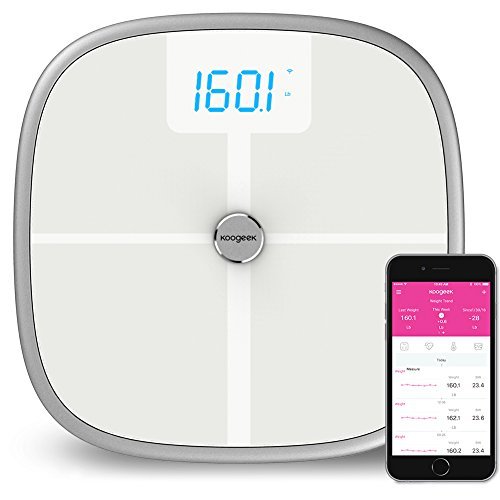 Koogeek Bluetooth-Wifi Smart Scale-Körperanalysegerät, 8 Körperstatistikmessfunktionen, 16 Benutzererkennungen
