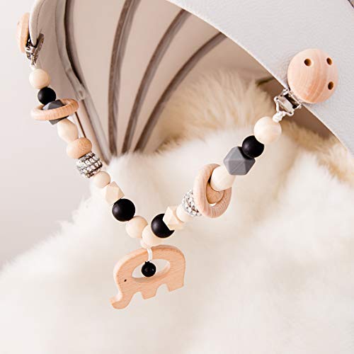 Mamimami Home 1pc Baby Holz Tier Kinderwagen String Links Clip auf Kinderwagen Halter Silikon Perlen Kinderkrankheiten Kette Neugeborenen Spielzeug