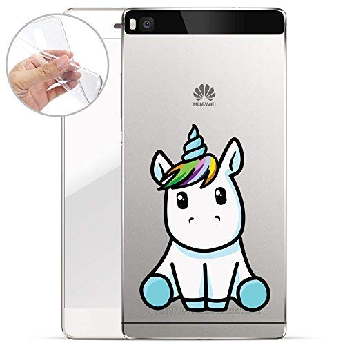 finoo | Huawei P8 Weiche Flexible Silikon-Handy-Hülle | Transparente TPU Cover Schale mit Motiv | Tasche Case Etui mit Ultra Slim Rundum-Schutz | Einhorn