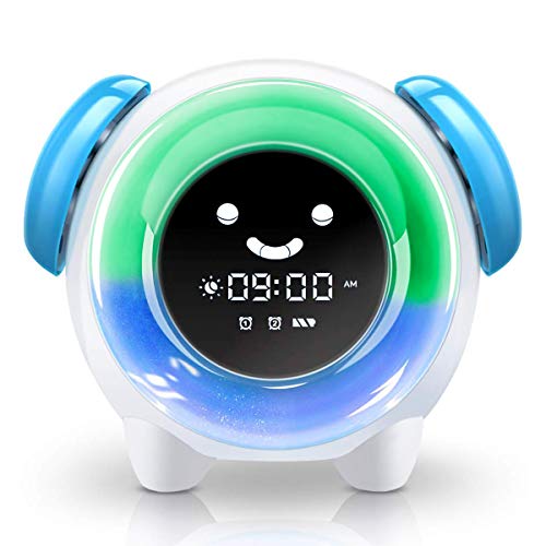 Wecker für Kinder - CYOUH Kinderwecker Wake Up Lichtwecker, Kinder schlafen Trainer mit 7 Farben Ändern Lehren Kids Zeit zum Aufwachen, Nachtlichtuhr mit wiederaufladbarer Batterie, Aufladen USB