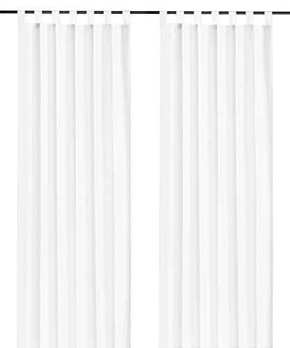 heimtexland  Dekoschal mit Schlaufen und Kräuselband uni in weiß HxB 245x140 cm BLICKDICHT aber Lichtdurchlässig - Vorhang natürlich matt einfarbig mit wunderschön leichtem Fall - Schlaufenschal Bandschal ÖKOTEX Gardine Typ117