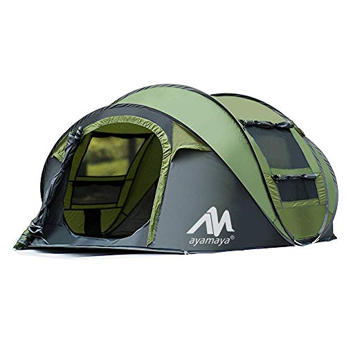 2win2buy Camping Zelt 3-4 Personen Pop Up Zelte, Outdoor Wasserdicht [2 Türen] Automatische Große Familie Zelt Shelter mit Tragetasche für Sport Backpacking Picknick Wandern Reisen Strand, Grün