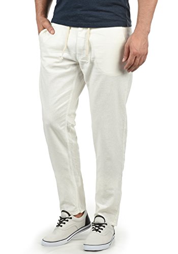 Blend Lian Herren Leinenhose Sommerhose Lange Stoffhose in Leinen-Optik aus Loose Fit, Größe:L, Farbe:Offwhite (70005)