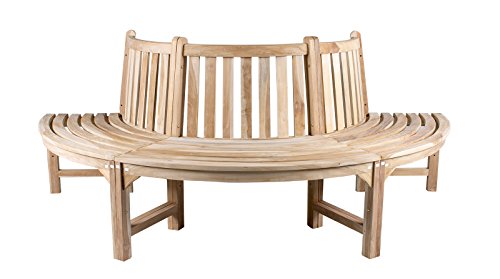 Halbe Baumbank aus Teakholz Massivholz Holzbank Gartenbank ca. 220 cm breit unbehandeltes Teakholz halber Kreis Rundbank