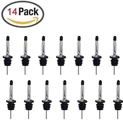 GeMoor 14 Stück Edelstahl Ausgießer Set für Flaschen Wein Öl Flasche Stopfen mit konischer Tülle, ideal für Bar, Pub, Bistro, Zuhause