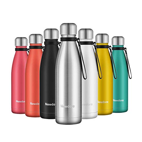 Newdora Vacuum Isolierte Wasserflasche & Vacuum Flask - 500 ml, 12 Stunden heiß / 24 Stunden kalt, doppelwandiger 18/8-Edelstahl für Kinder, Sport und Outdoor mit Reinigungsbürste