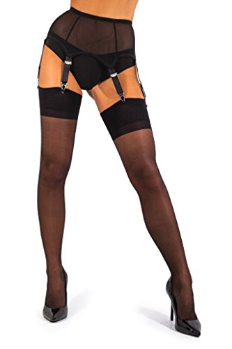 sofsy Sheer Oberschenkel Strapsstrümpfe Strumpfhose für Strumpfgürtel und Hosenträger Gürtel Plain 15 Den [Hergestellt in Italy] (Strumpfgürtel separat erhältlich!)