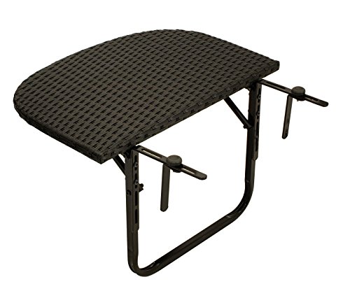 Balkonhängetisch 60x40cm, Metall + Polyrattan schwarz