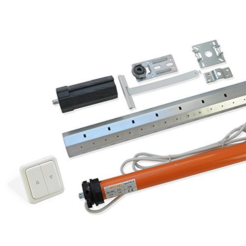 3T-MOTORS Rolladenmotor Komplettset mit Wippschalter und Einbaumaterial, Rohrmotor TÜV geprüft, Rolladenantrieb, für verschiedene Fenster-Größen, Rollo-Set mit Schalter und Montage-Zubehör bis 1,10 m