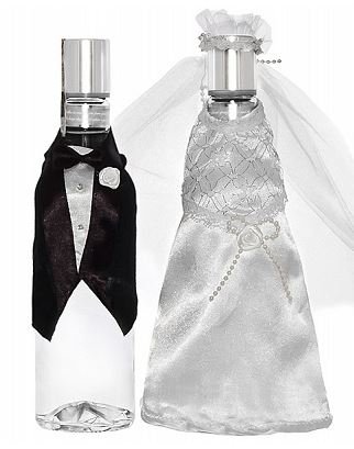 Unbekannt partydeco Uw3 – 008-karton – Set 2 Stück Flaschenhülle Kleidung Brautpaar