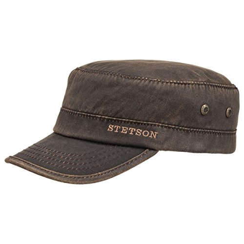 Stetson Datto Armycap Wintercap Baumwolle Herren - Armykappe Herrencap mit Schirm, Futter, Hinten geschlossen, Futter Herbst-Winter - L (58-59 cm) braun