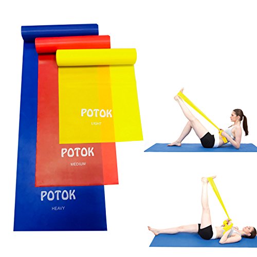 Potok Fitnessbänder 3er-Set 120 x 15 cm für Fitness, Reha, Gymnastik und Physiotherapie | Leicht | Medium | Stark - Fitnessband Trainingsband Gymnastikband, Für Männer & Frauen