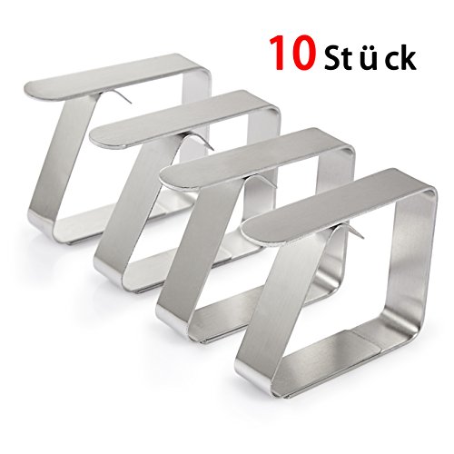 Happylife Tischdeckenklammer, 10er-Set Extra Dick & Stark (1.6mm) Edelstahl(Größe: 6,53 x 1,51 x 4,98 cm) Cuisine Tischtuchhalter, Tischtuchklammern