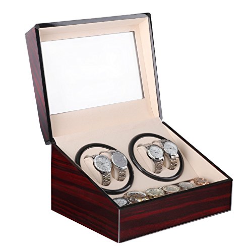 Uhrenbeweger 4 Uhren Watch Winder für Automatikuhren Holz (4+6),