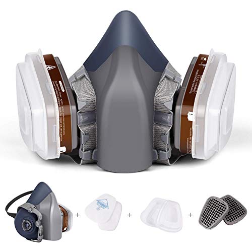 Atemschutzmaske, Gasmaske mit Doppelfilter Patronen Halbmaske zum Schutz der Augen vor Staub, Staubschutzmaske Organische Dämpfe, Chemikalien-Atemschutzmaske für DIY Projekte