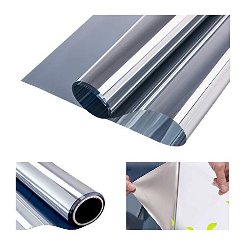 RH Art Fensterfolie Sonnenschutz UV-Schutz Blickdicht Spiegelfolie Hitzeschutz Verdunkelungsfolie - Silber, 90 x 400 cm