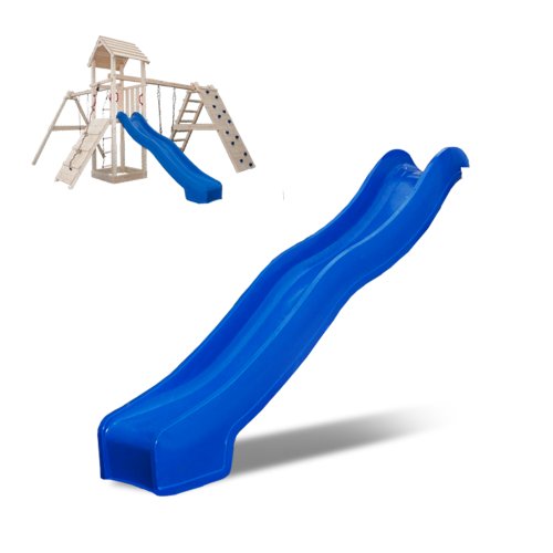 Spielturm Rutsche Zubehör 2,5 m Wellenrutsche Anbaurutsche Kletterturm blau (Blau 250 cm)