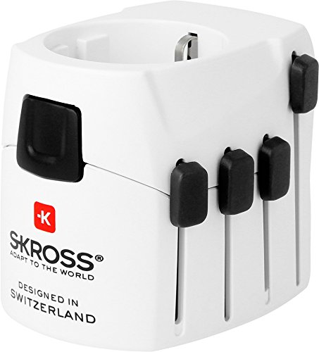 SKROSS PRO - Reiseadapter für Reisende aus Europa (Schuko-Standard) mit patentierten Länderschiebesystem für Reisen in über 220 Länder (USA, UK, Australien, China, Italien, Schweiz, Brasilien …)