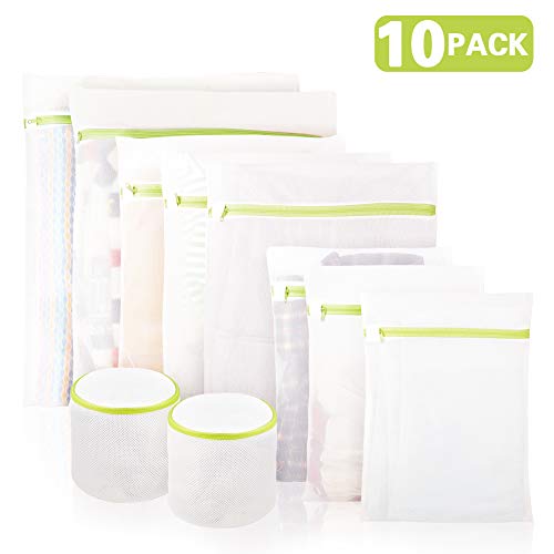 10er Pack Netz-Waschbeutel mit Premium-Reißverschluss, inkl. 2 Verstärkte BH-Waschbeutel, Geeignet für Wäsche Bluse Strümpfe Strumpfwaren Unterwäsche BH, Reise-Wäschebeutel