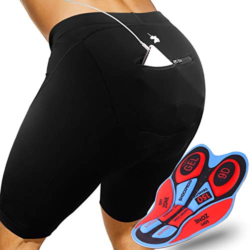 GRAT.UNIC Radlerhose, Herren Fahrradhose kurz mit Sitzpolster 9D, Fahrradhose schnelltrockende, Atmungsaktiv Kurze Hosen, Elastische Radhose (Schwarz, L)