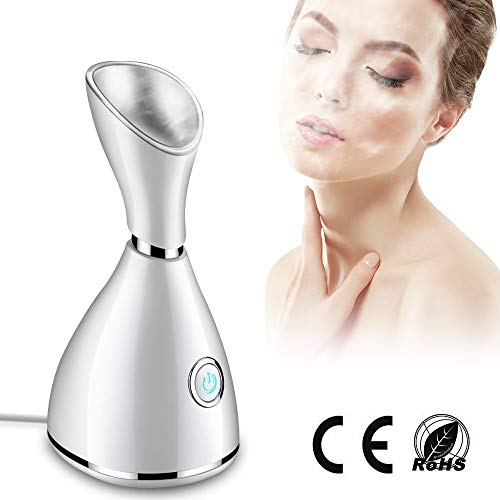 Trounistro Gesichtssauna Gesichtsdampfer, Nano Ionic Gesicht Dampfgerät Poren Tiefenreinigung Warmer Nebel Gesichtsdampfer Hautpflege Porenreinigung - Weiß