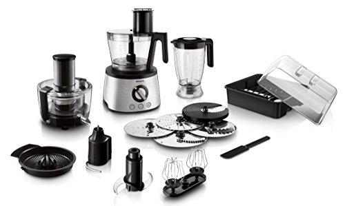 Philips HR7778/00 Küchenmaschine (1300 W, 30 Funktionen, Entsafter) schwarz/silber