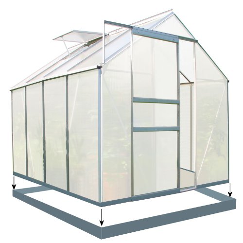 Zelsius - Aluminium Gewächshaus, Garten Treibhaus in verschiedenen Größen, mit Hohlkammerstegplatten, wahlweise mit Stahl-Fundament-Rahmen (190 x 250 cm - 6 mm Platten, mit Fundament)
