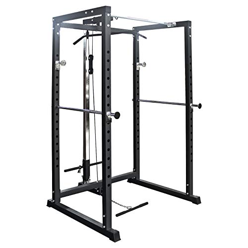 TrainHard Power Rack Hantel Käfig Squat Multipresse mit Latzug
