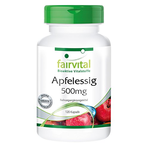 Apfelessig, 500mg pro Kapsel, 2000mg Tagesdosis, vegan, natürlich, 120 Kapseln, Monatspackung - regt die Verdauung und Fettverbrennung an, für ein gutes Immunsystem, Detox-Tipp