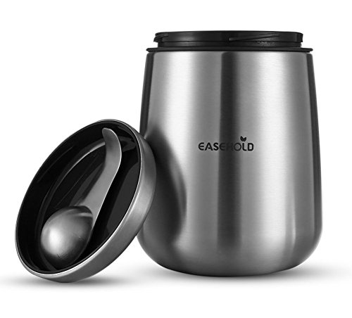 Easehold Kaffeedose aus Edelstahl mit Magnet Löffel, Vorratsdose für Kaffeebohnen oder Kaffeepulver, Tee, Nüsse, Kakao perfekt aufzubewahren silberne 1,5Liter