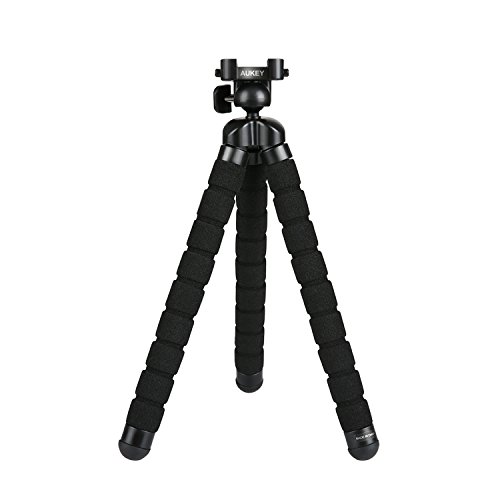 AUKEY Kamerastativ Mini Flexible 360 Grad mit 1/4 ' Schraube Gorillapod Handstativ für iPhone 7 / 6s / 6s Plus , Samsung Note 8 / S8 , Dreibeinstativ für Digitalkamera , GoPro , DSLR Kamer usw - Schwarz